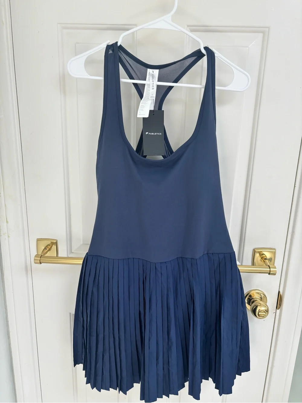 Fabletics Navy Pleated Racerback One-Piece Athletic Dress